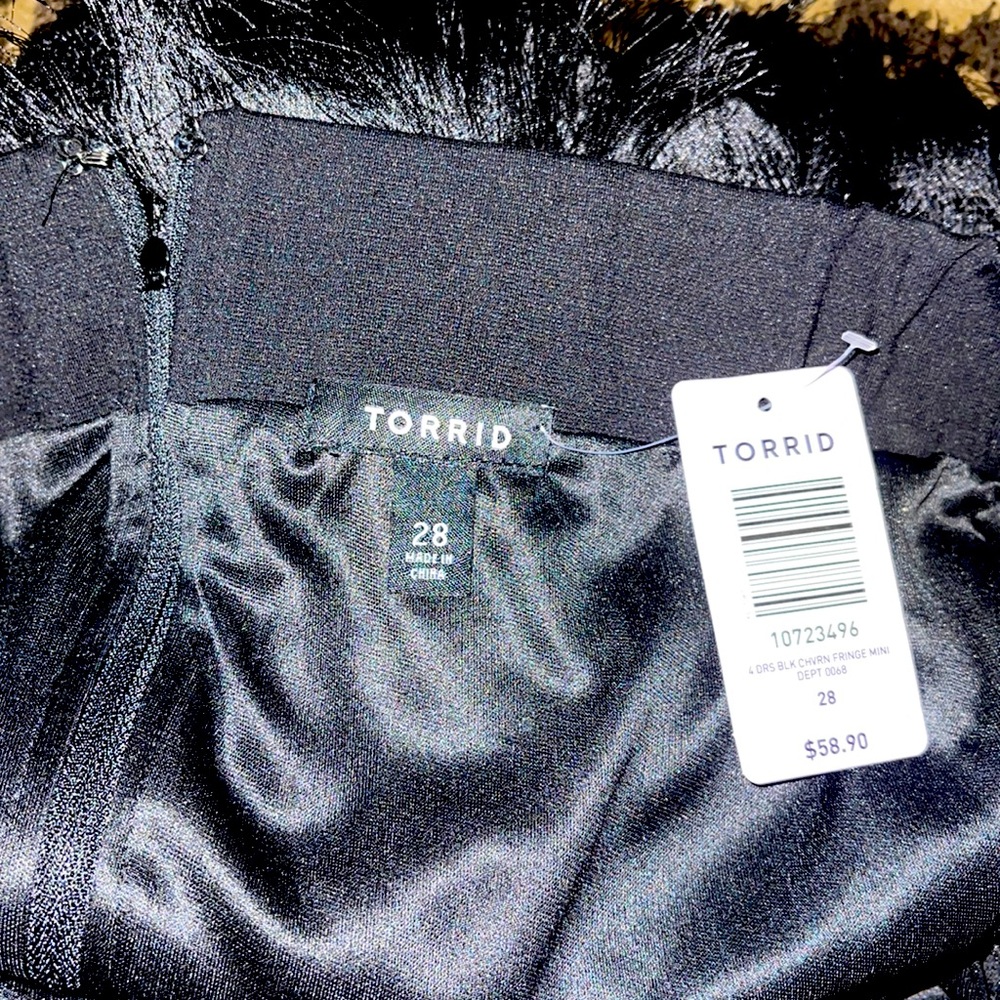 Torrid Black Chevron Fringe Mini Skirt